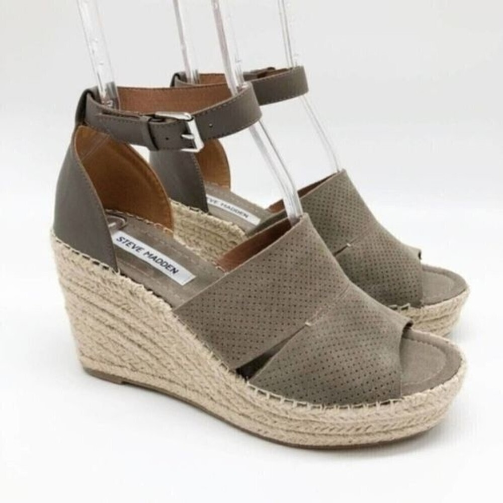 STEVE MADDEN Wilkes Taupe Suede Wedge Sandals
